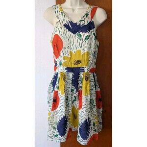 Girls From Savoy Anthropologie Dress Womens Sz 6 Primary Blooms Silk Floral